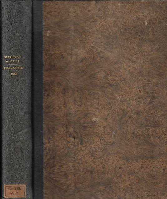 Statistica del regno d'Italia popolazione. Movimento dello Stato civile nell'anno 1865 - copertina