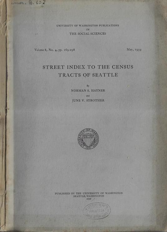 Street index to the census tracts of Seattle - copertina