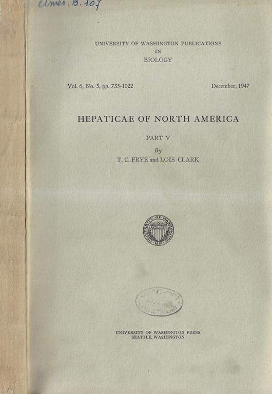 Hepaticae of north America part V - copertina