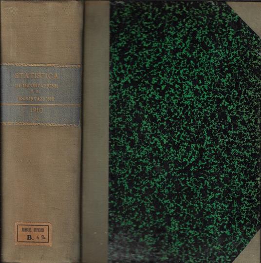 Statistica del commercio speciale di importazione e di esportazione da gennaio a giugno 1910 - copertina