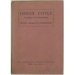 Codice civile 16 marzo 1942-XX. Tavole di confronto fra gli articoli del Codice Civile 1942-XX e gli articoli del Codice Civile 1865 del Codice di Commercio 1882 dei singoli Libri approvati con Regi decreti 12 dicembre 1938 26 ottobre 1939 30 gennaio - copertina