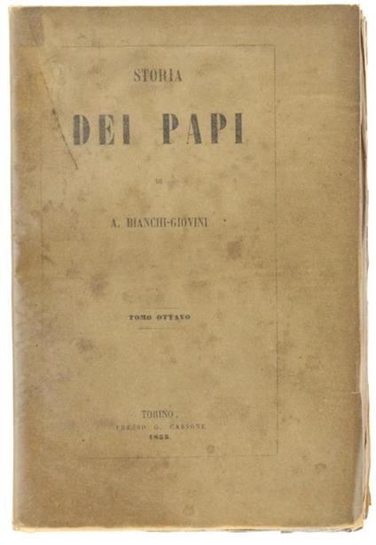 STORIA DEI PAPI. Tomo Ottavo - copertina