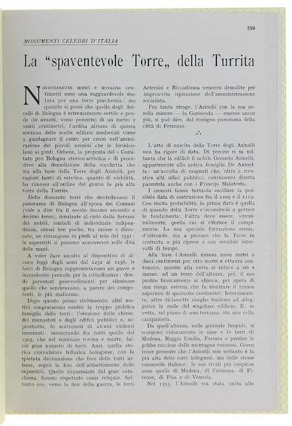 La "SPAVENTEVOLE TORRE" DELLA TURRITA. Monumenti celebri d'Italia - copertina