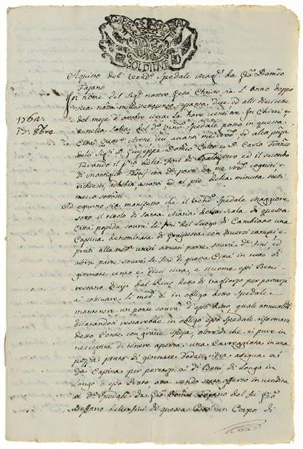 MANOSCRITTO: ATTO NOTARILE - Chieri 1762. - copertina