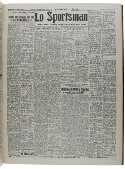 Lo SPORTSMAN - l'Ippodtomo. Anno 1959 completo. Giornale per la selezione e l'allevamento delle razze equine - copertina