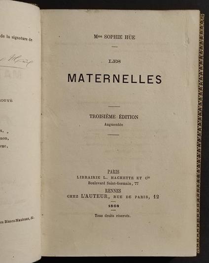 Les Maternelles - S. Hue - Ed. Hachette 1868 - copertina