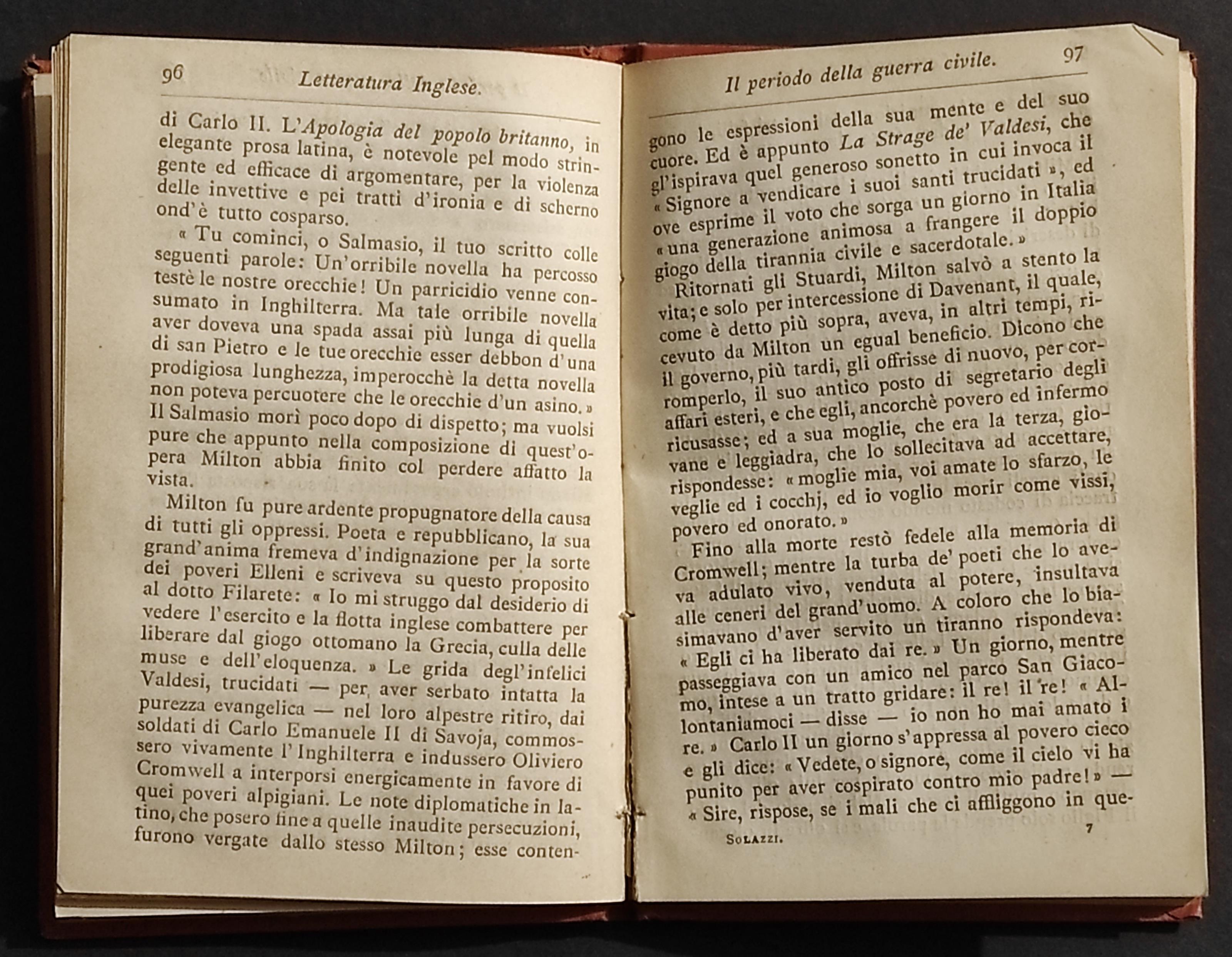Letteratura Inglese - E. Solazzi - Manuali Hoepli - 1879