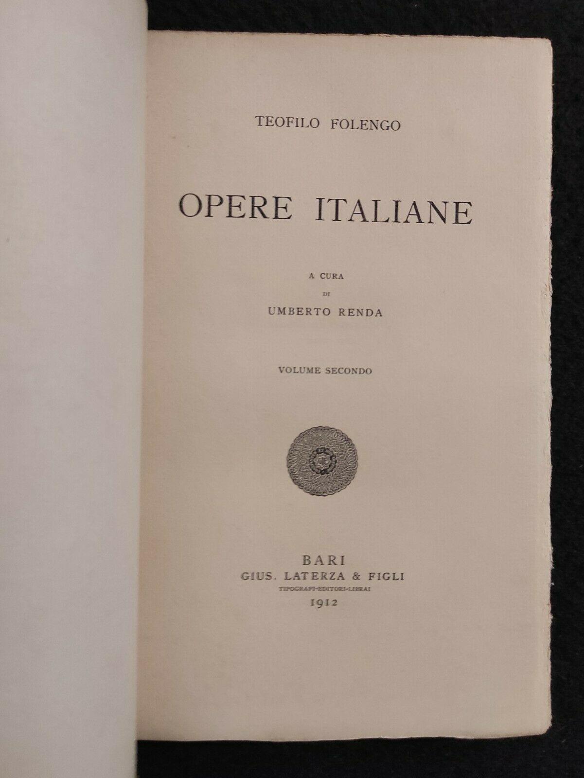 Scrittori d'Italia - Opere Italiane - Folengo - Laterza - 1912 - Vol II