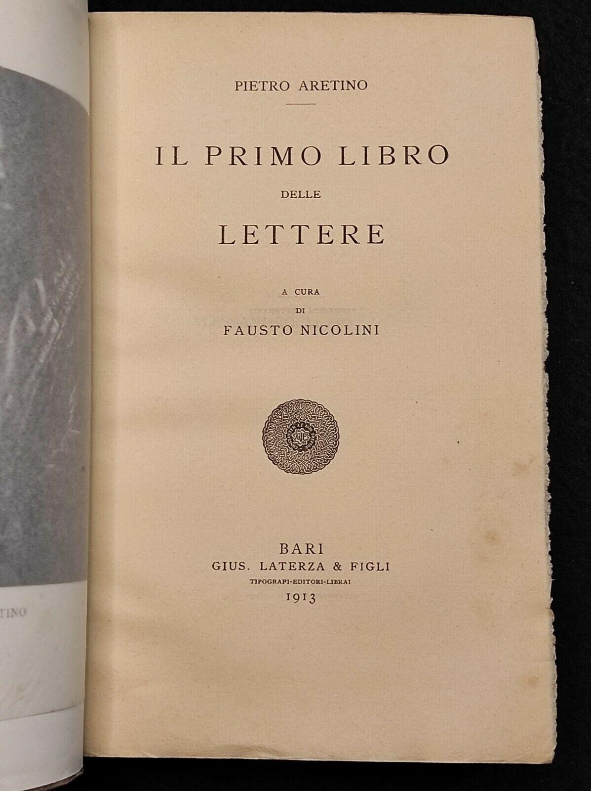 Scrittori d'Italia - Il Primo Libro delle Lettere - P. Aretino - Laterza - 1913