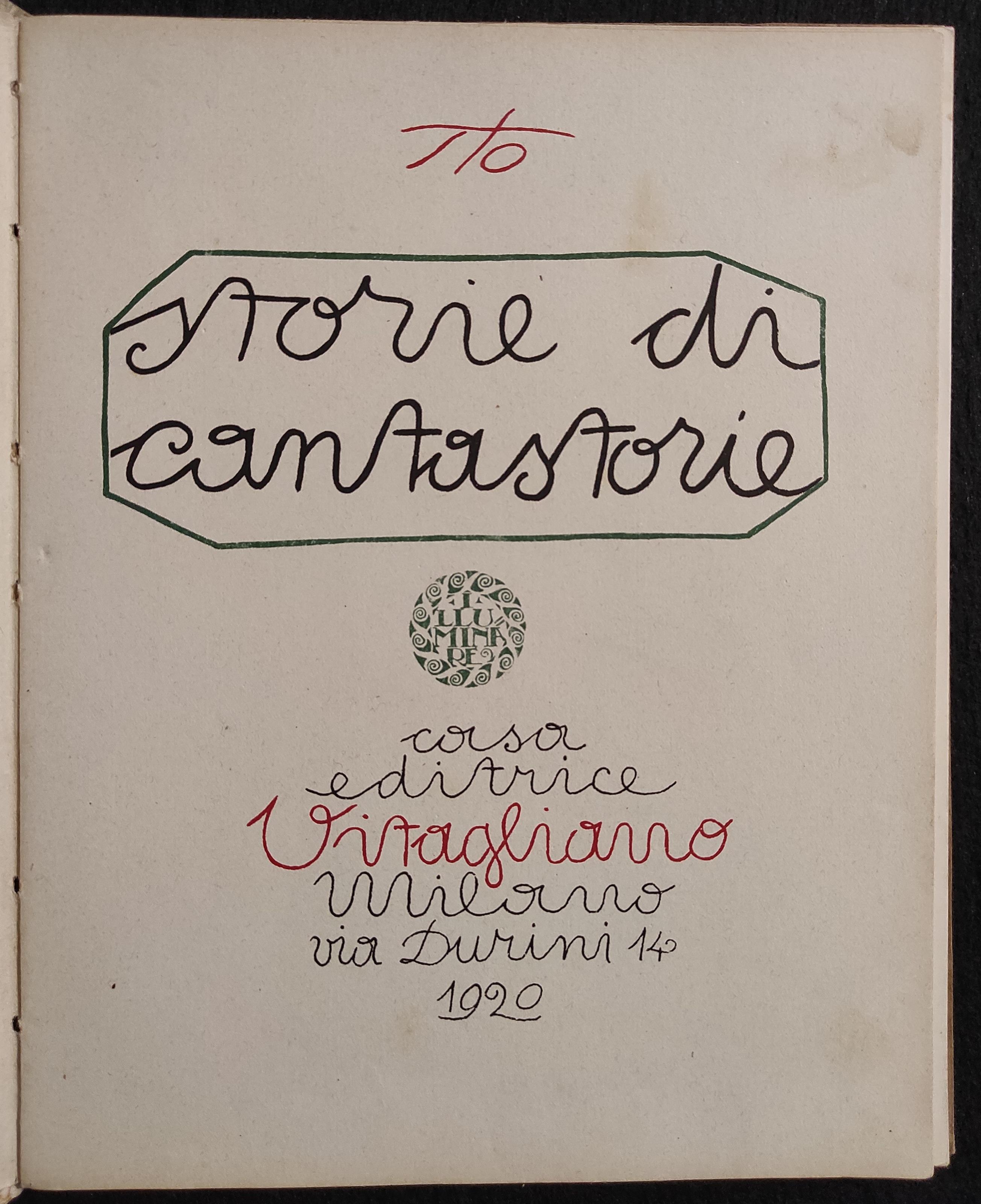 Storie di Cantastorie - S. Tofano STO - Casa Ed. Vitagliano - 1920