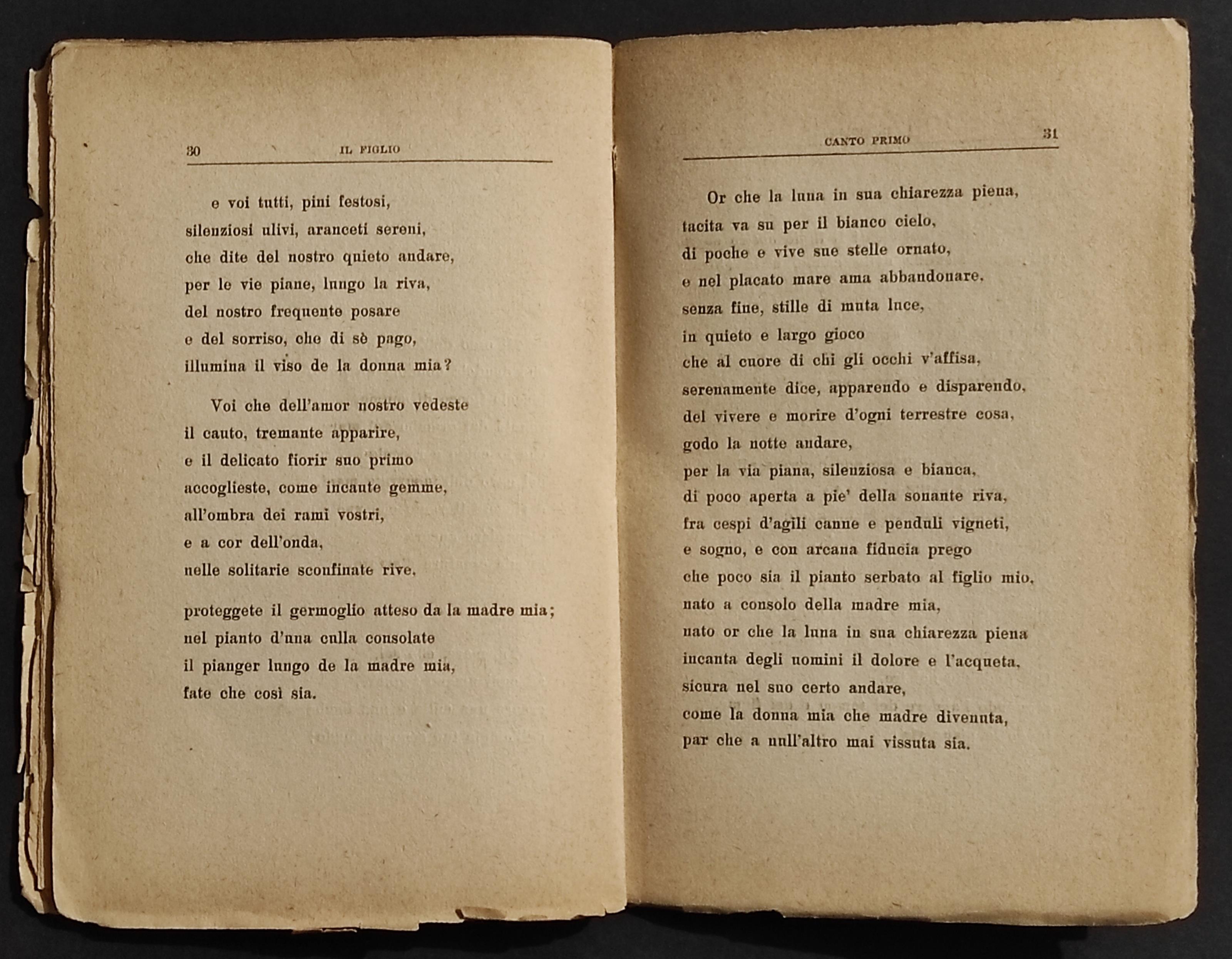 Il Figlio - Liriche di M. Rivosecchi - Ed. Tip. Filelfo Tolentino - 1928