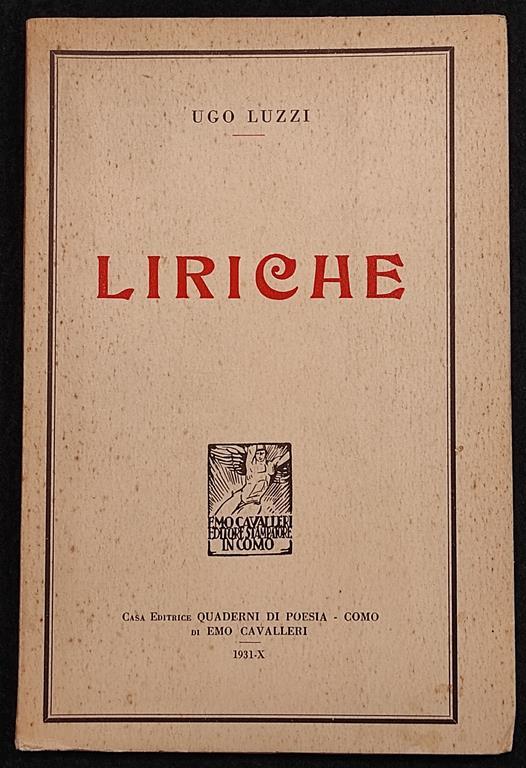 Liriche - U. Luzzi - Ed. Cavalleri - 1931 - Ugo Luzzi - copertina