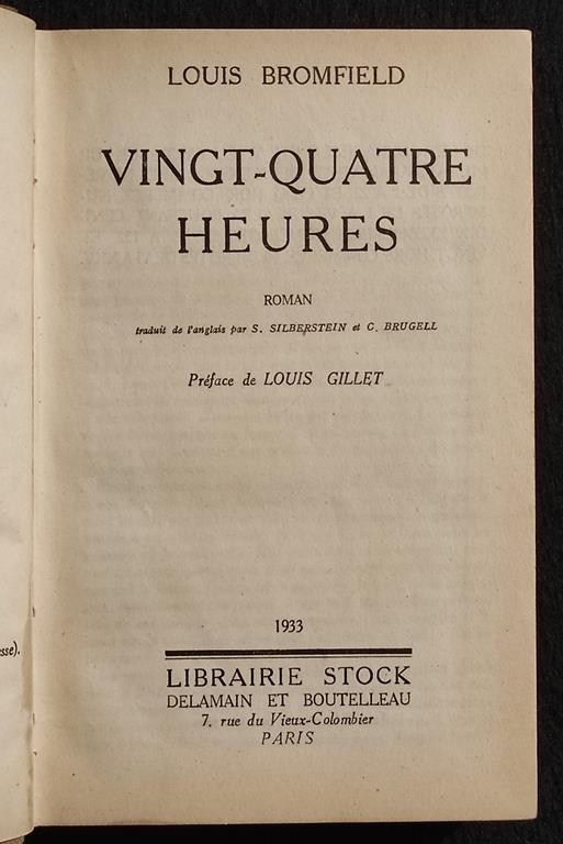 Vingt-Quatre Heures - L. Bromfield - Librairie Stock - 1933 - Louis Bromfield - copertina