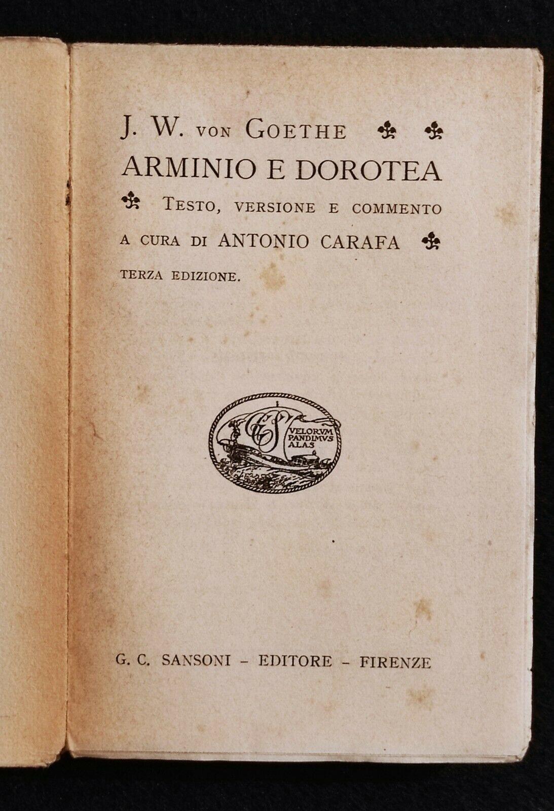 Arminio e Dorotea - Goethe - Ed. Sansoni - 1942 - Italiano/Tedesco