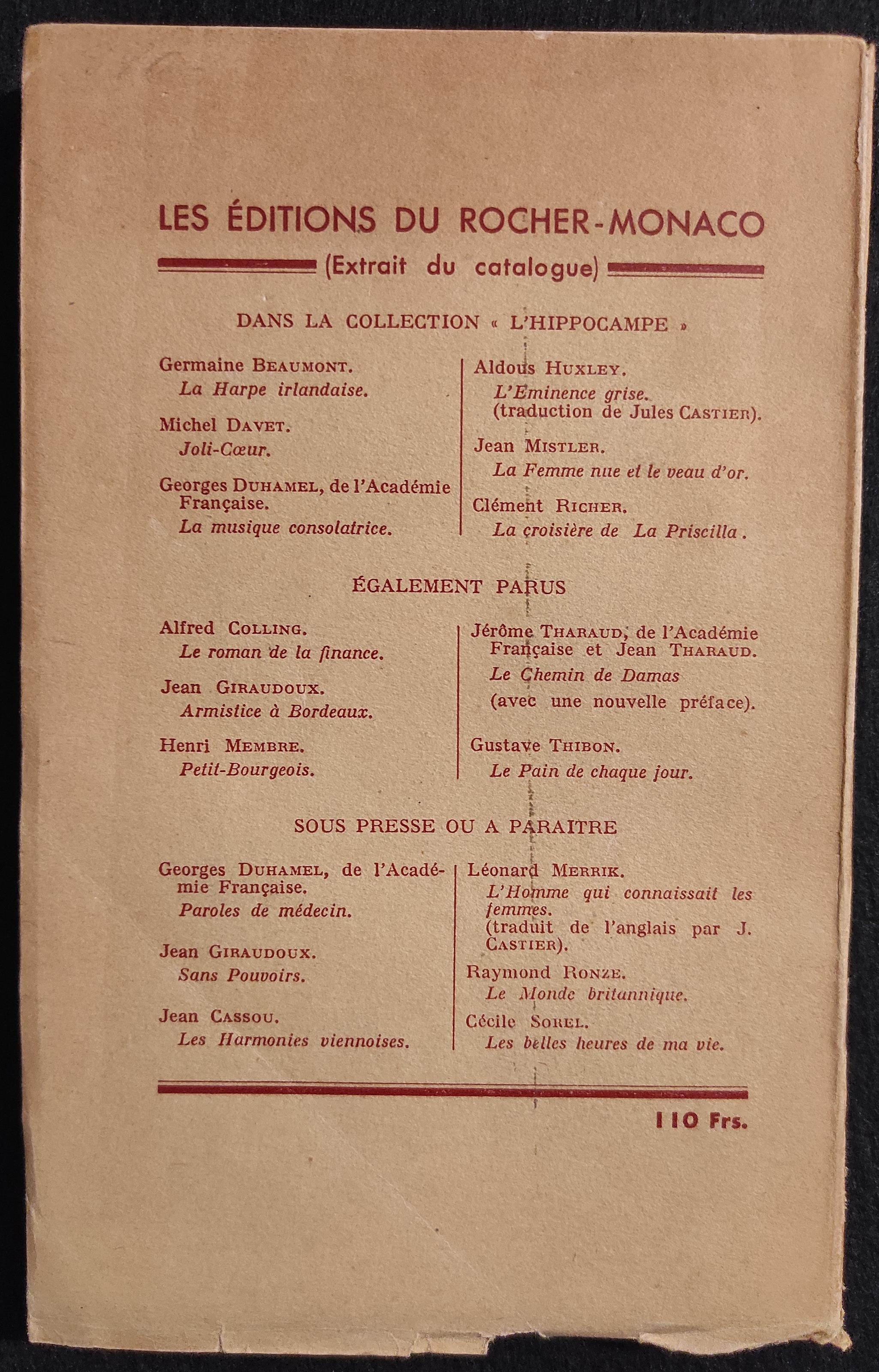 Carmen - P. Hérimée - Ed. Du Rocher - 1945