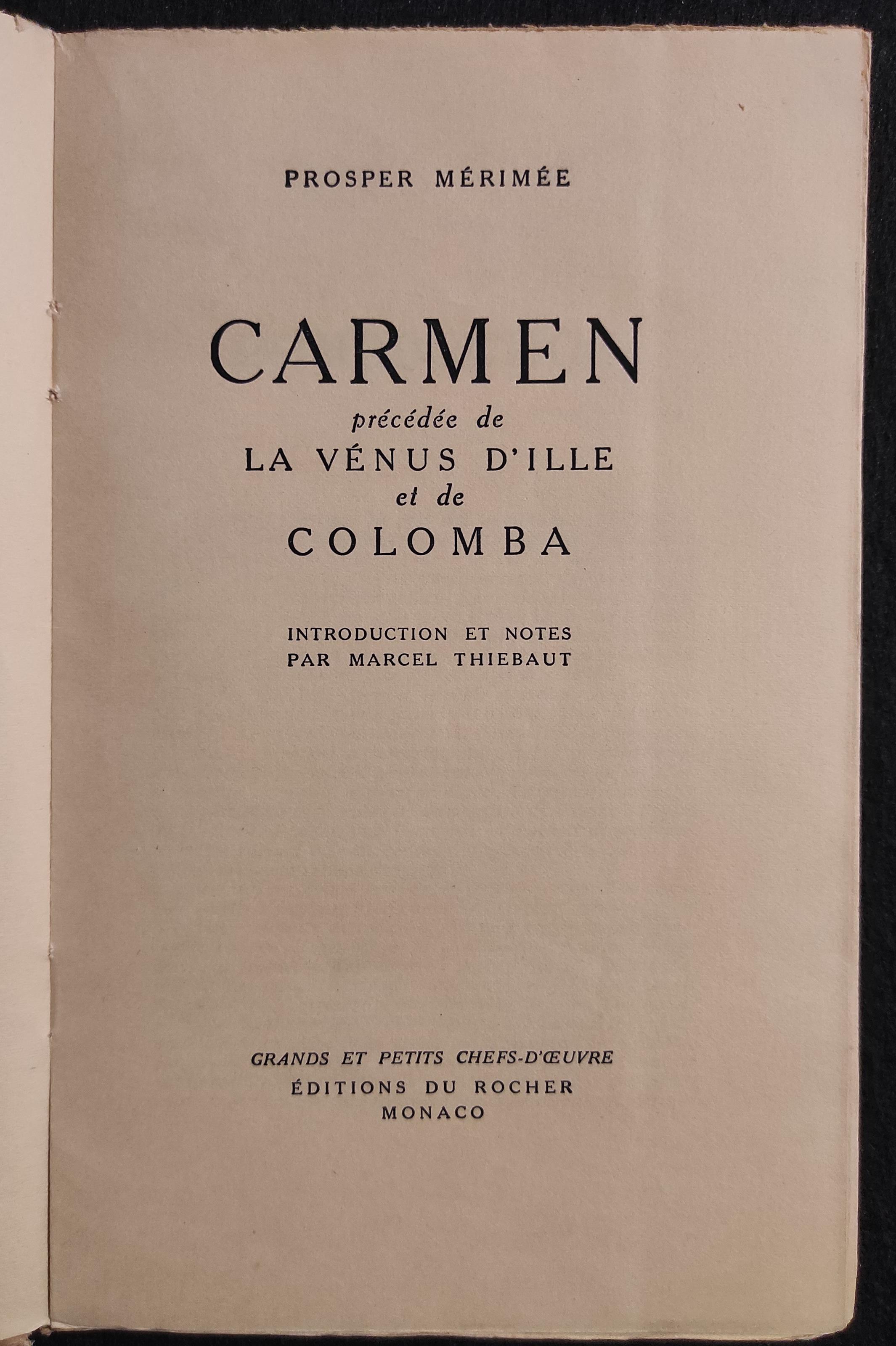 Carmen - P. Hérimée - Ed. Du Rocher - 1945