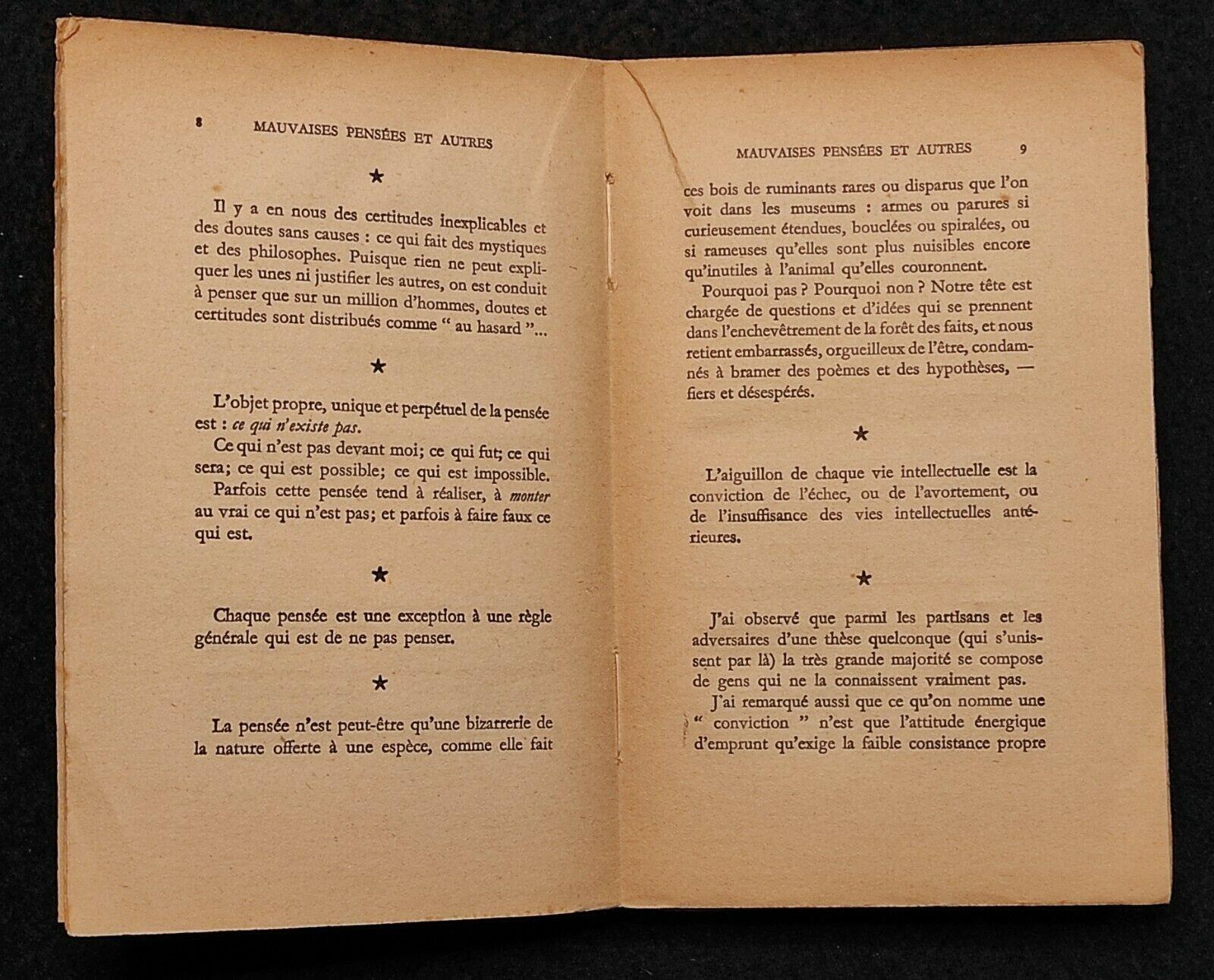 Mauvaises Pensées & Autres - P. Valéry - Gallimard - 1947 - Francese