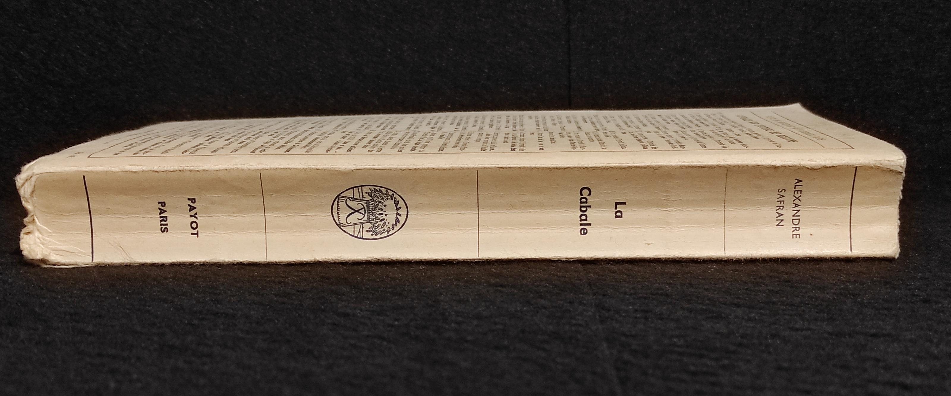 La Cabale - A. Safran - Ed. Payot - 1960