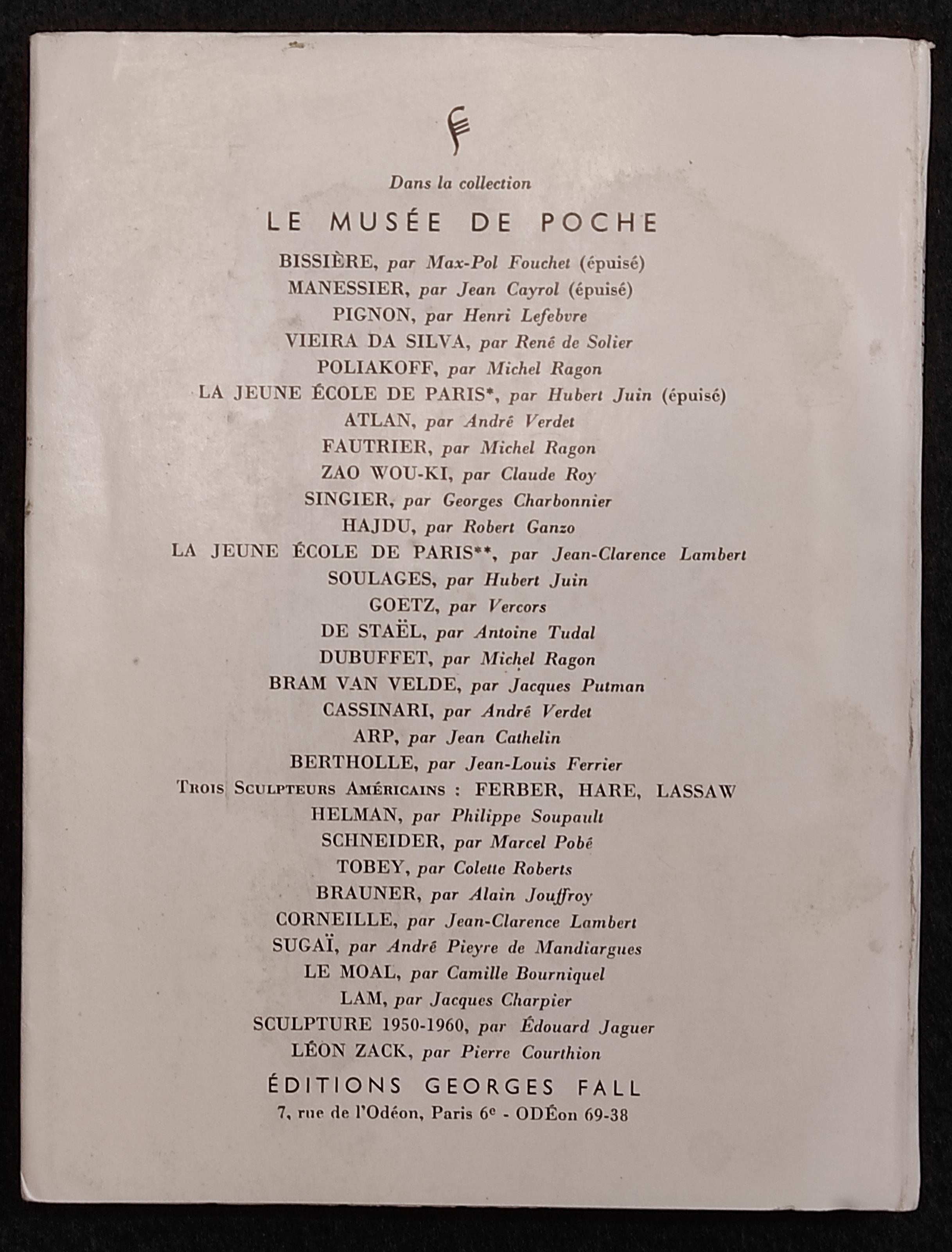 Hartung par Dominique Aubier - Le Musèe de Poche - 1961