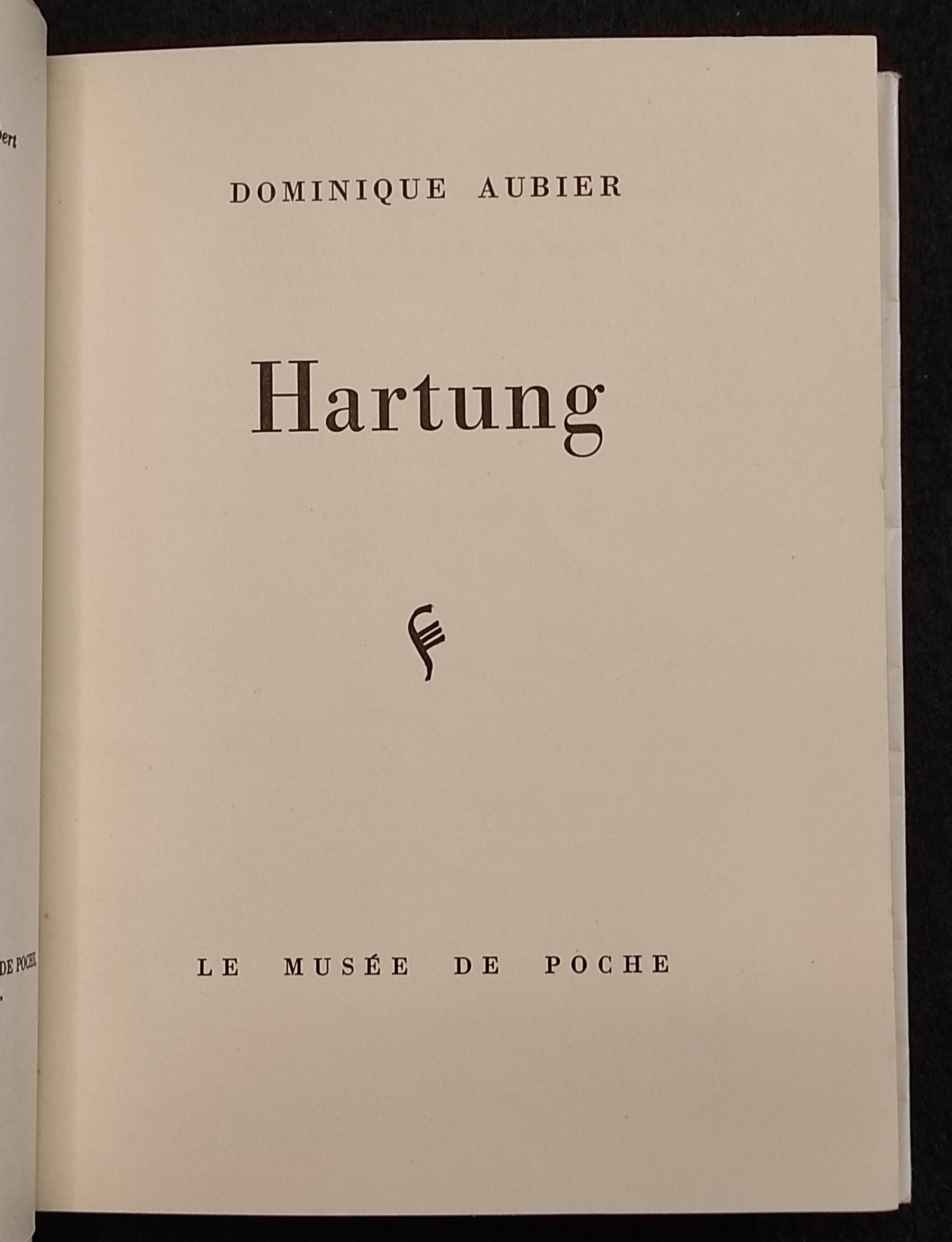 Hartung par Dominique Aubier - Le Musèe de Poche - 1961