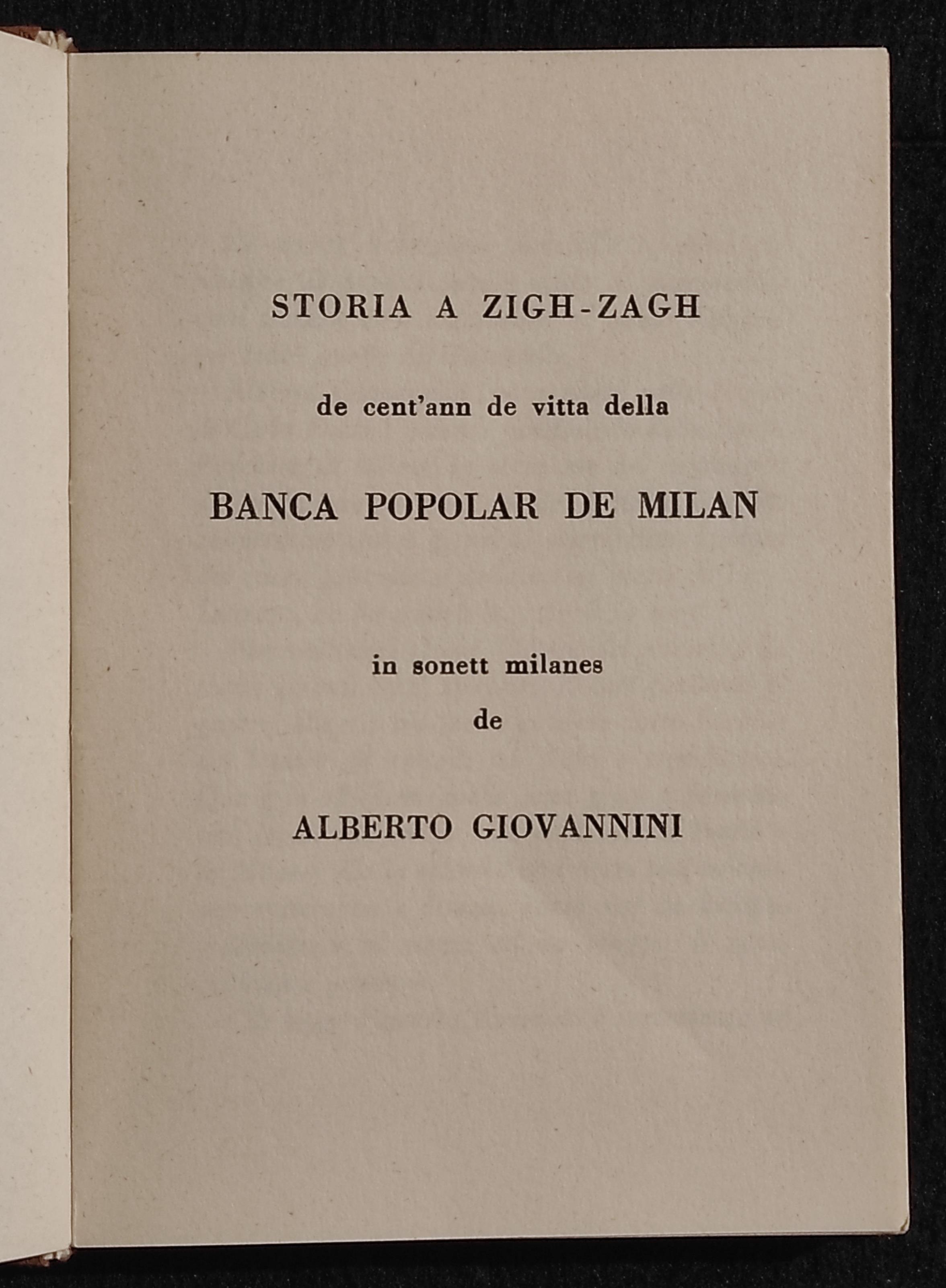 Storia a Zigh-Zagh - Sonett Milanes - A. Giovannini - 1965