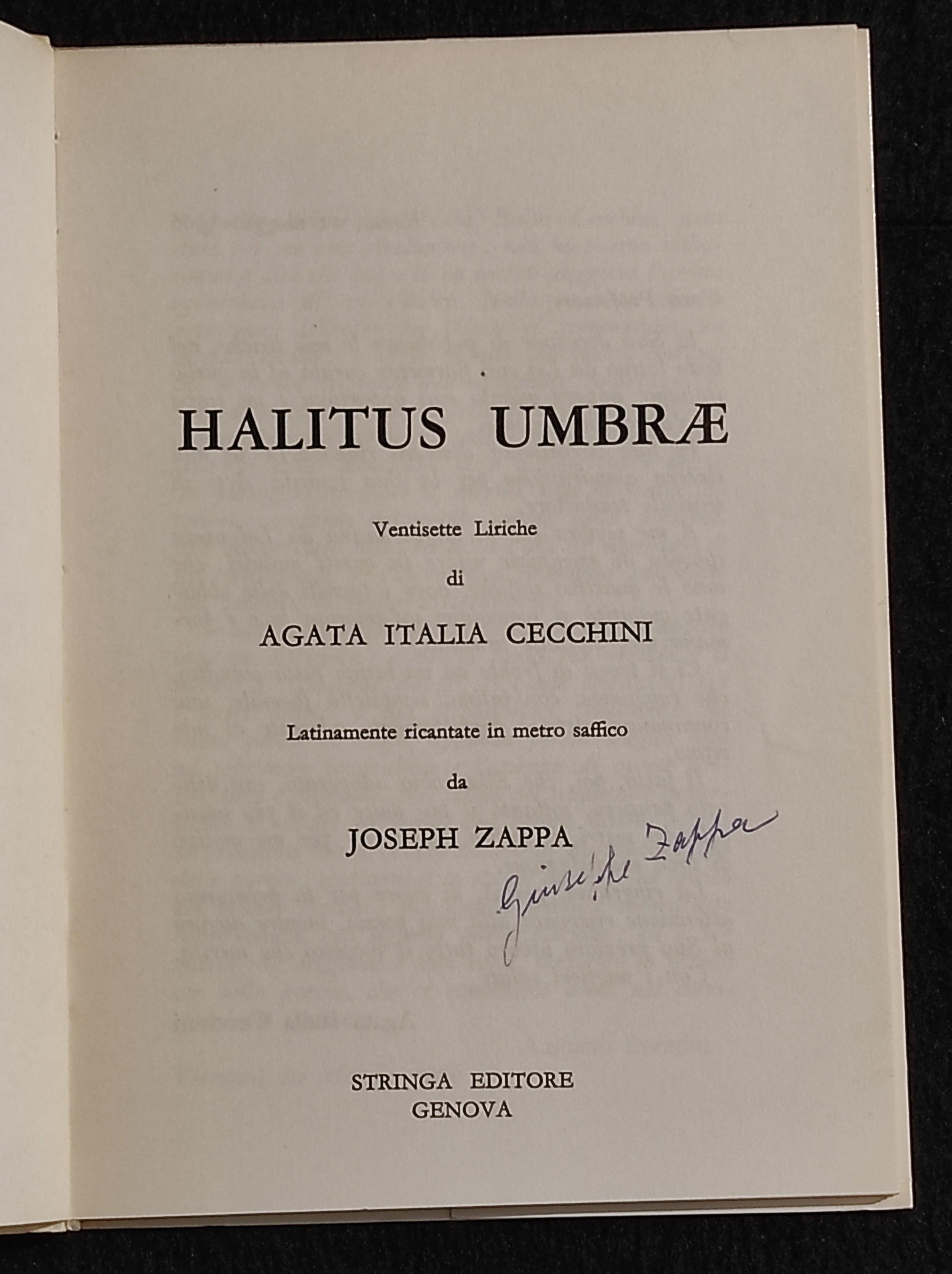 Halitus Umbrae - A. I. Cecchini - Ed. Stringa - 1966