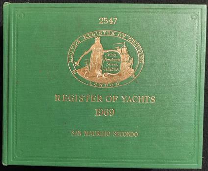 Lloyd's Register of Shipping - Register of Yachts - 1969 - copertina