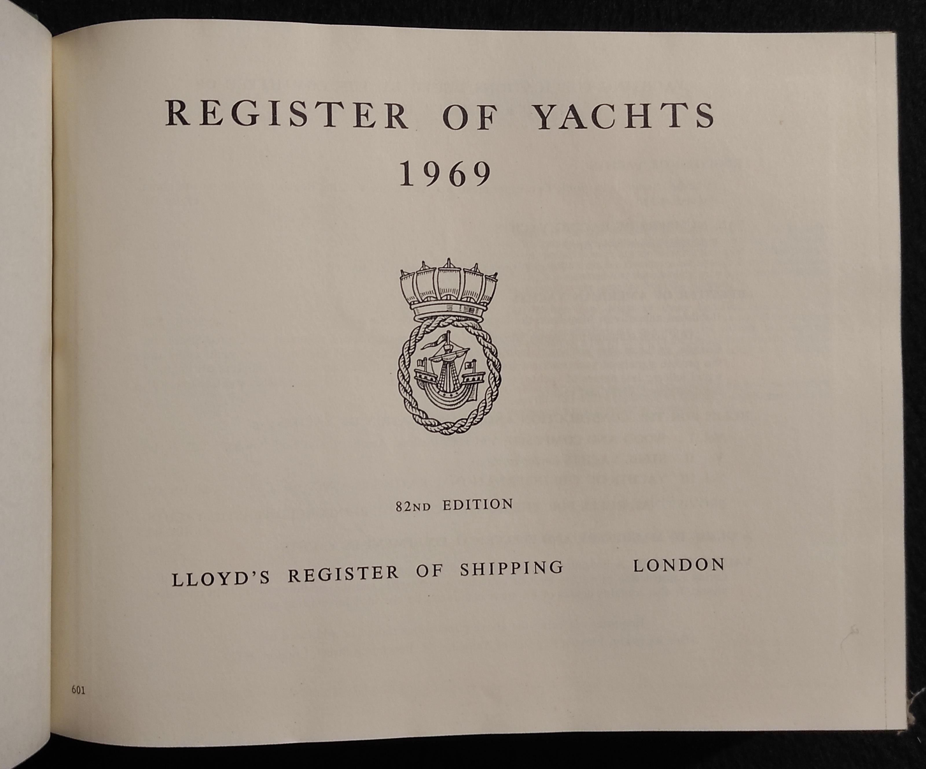 Lloyd's Register of Shipping - Register of Yachts - 1969