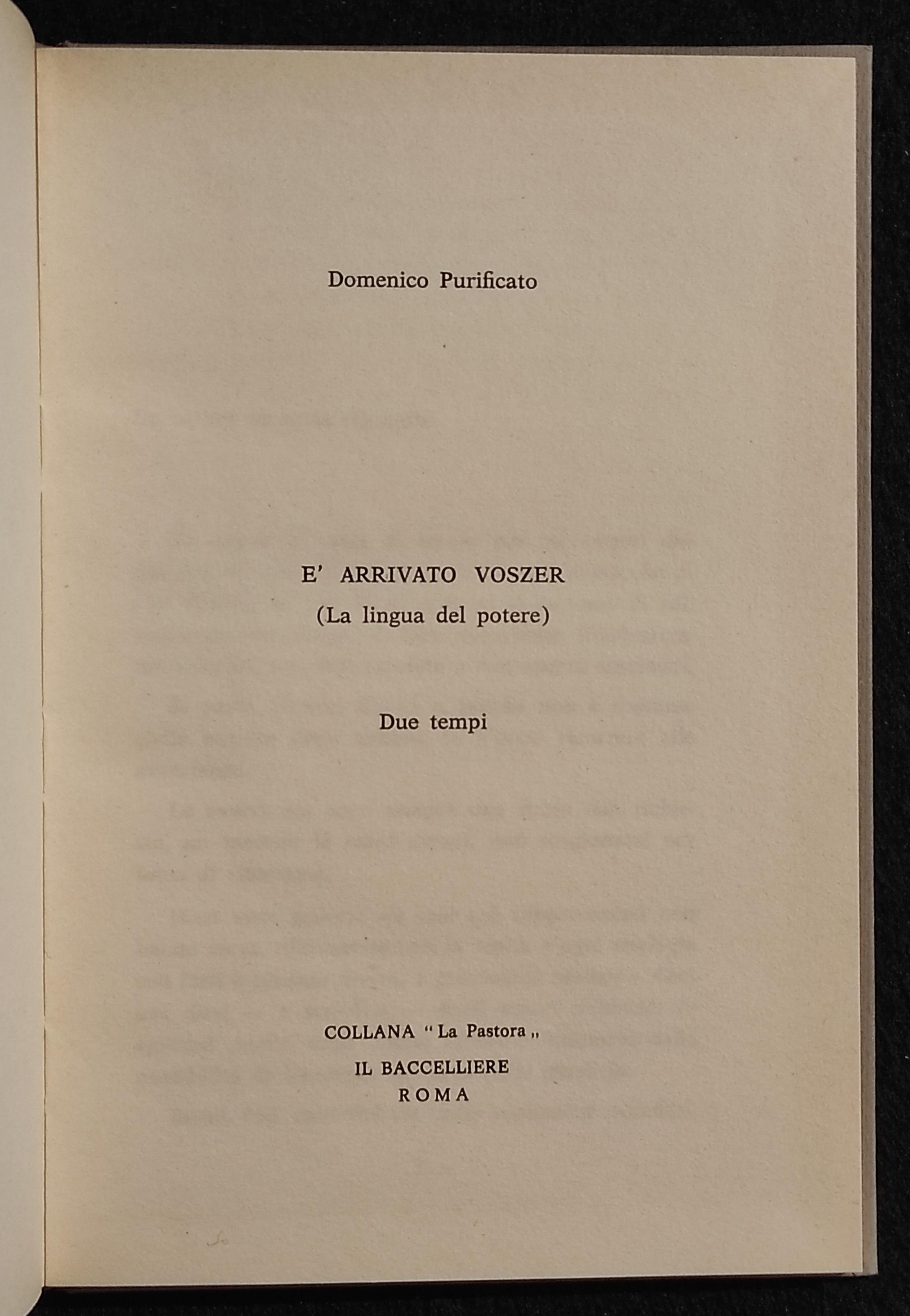 E' Arrivato Voszer - D. Purificato - Il Baccelliere - 1975