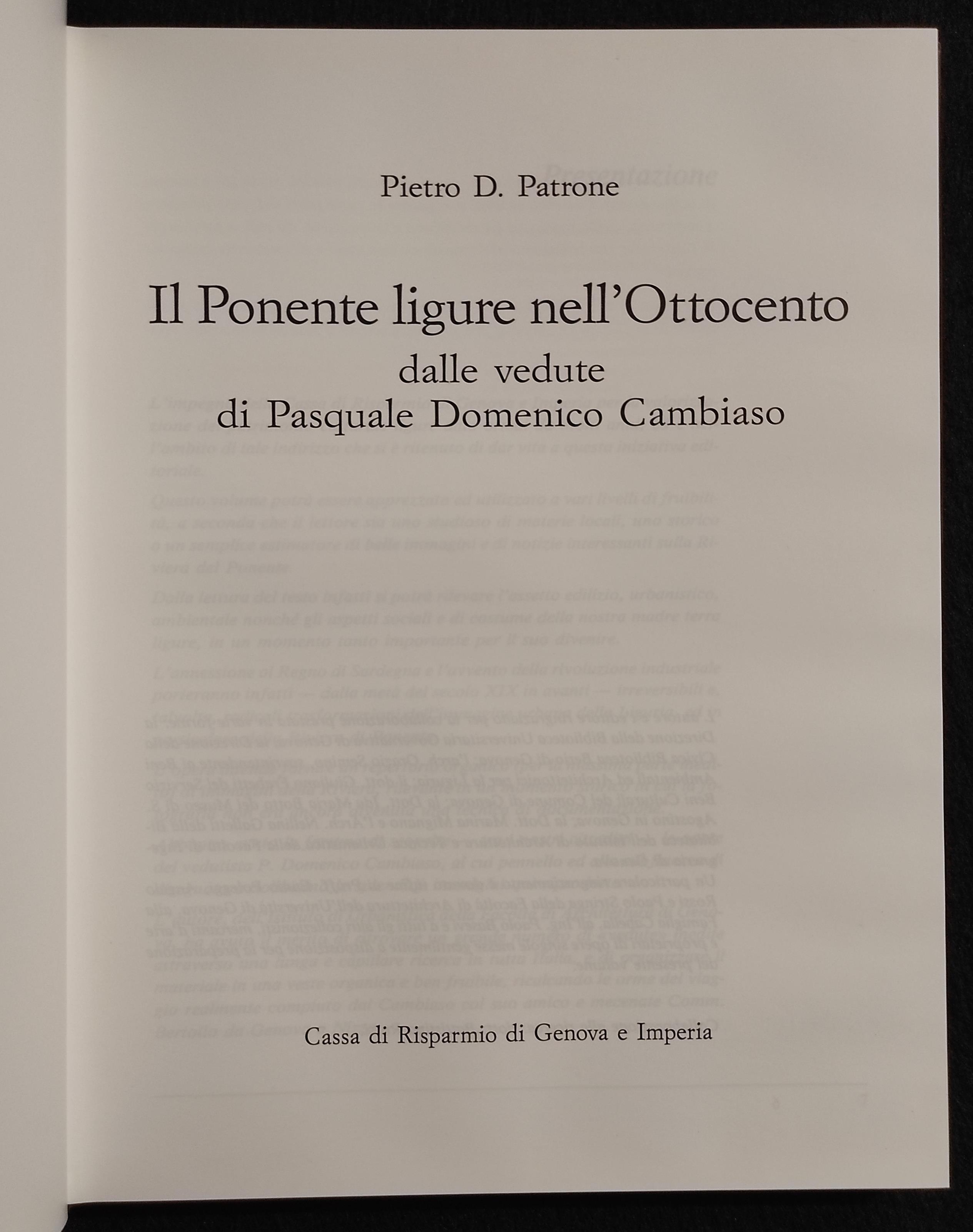 Il Ponente Ligure nell'Ottocento - P.D. Petrone - C.R. Genova - 1987