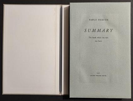 Summary - P. Neruda - Ed. Tallone - 1990 Ed. Lim. n.40/200 - copertina