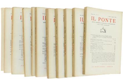 Il Ponte. Annata 1959 Completa. Rivista Di Politica E Letteratura Fondata Da Piero Calamandrei - Autori vari - copertina