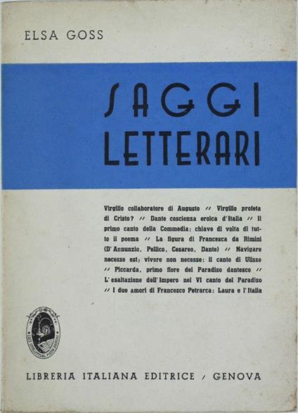 Saggi Letterari - Elsa Goss - copertina