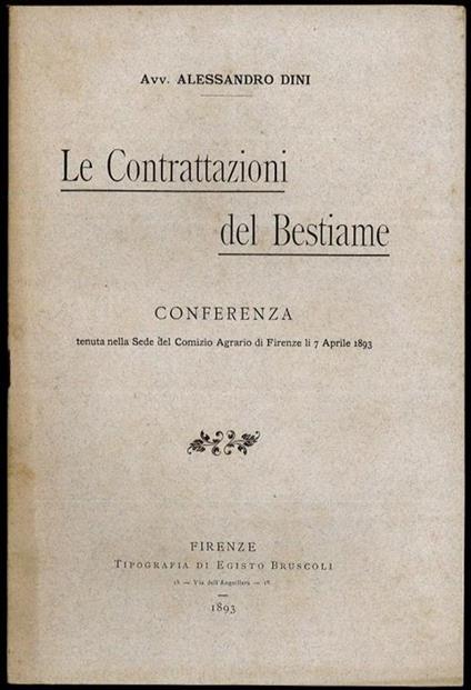 Le contrattazioni del Bestiame - Alessandro Dini - copertina