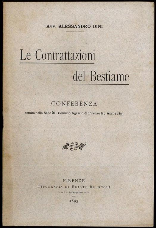 Le contrattazioni del Bestiame - Alessandro Dini - copertina