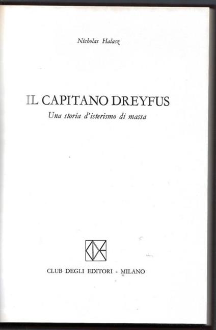 Il Capitano Dreyfus - Nicholas Halasz - copertina