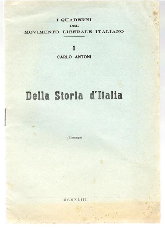 della Storia d'ITALIA - Carlo Antoni - copertina
