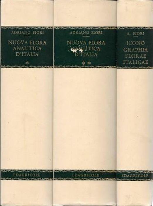 Nuova flora analitica d'Italia contenente la descrizione delle piante vascolari indigene inselvatichite e largamente coltivate in Italia - Iconographia florae italicae, in 3 voll - Adriano Fiori - copertina