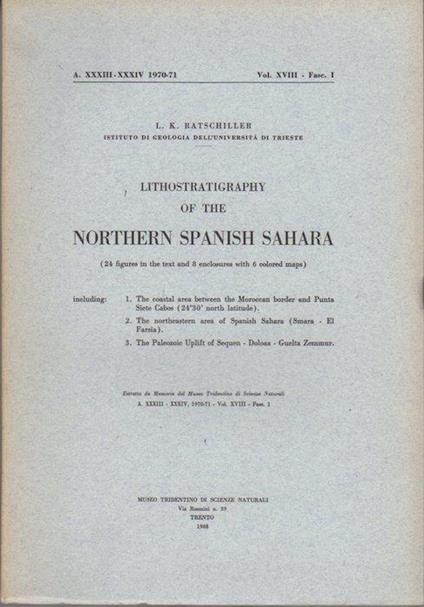 Lithostratigraphy of the Northern Spanish Sahara - Ludwig Karl Ratschiller - copertina