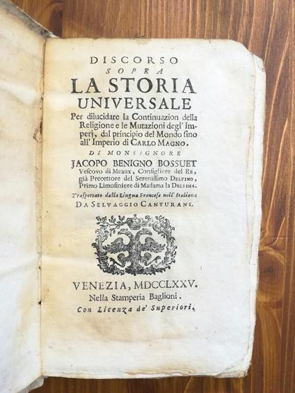 Discorso Sopra La Storia Universale Seguito Da Continuazione Della Storia Universale - copertina
