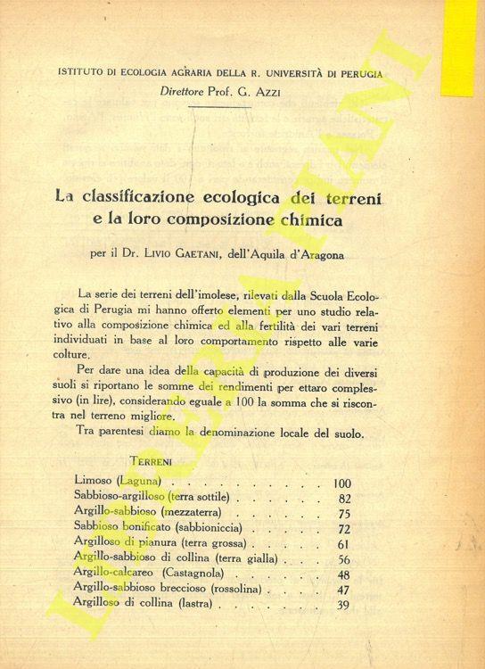 La classificazione ecologica dei terreni e la loro composizione chimica