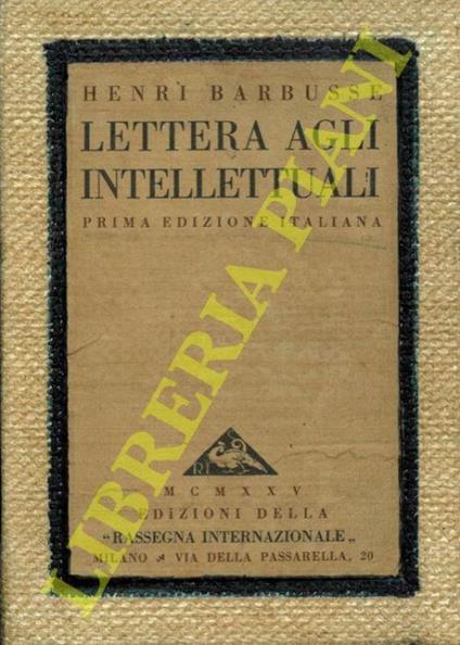 Lettera agli intellettuali - Henri Barbusse - copertina