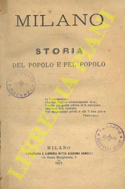 Milano. Storia del popolo e pel popolo - Cesare Cantù - copertina