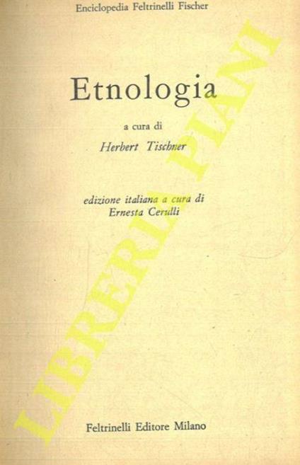 Etnologia - Herbert Tischner - copertina