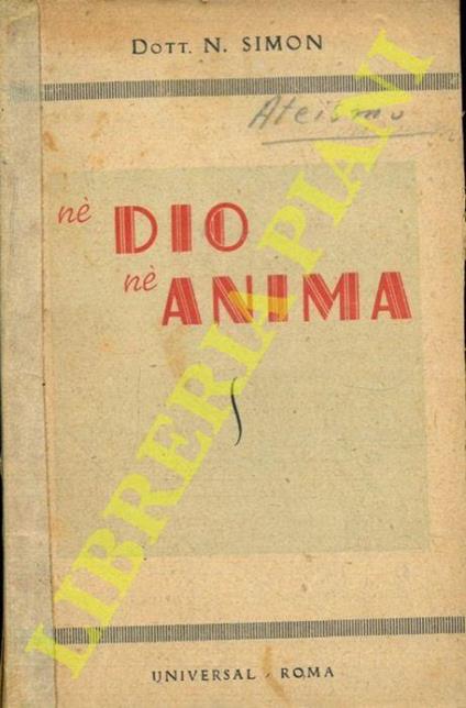 Nè Dio nè anima - N. Simon - copertina