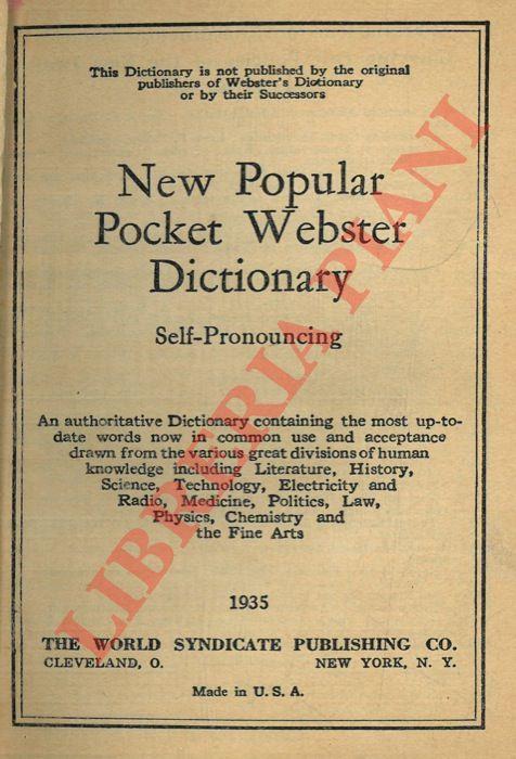 New Popular Pocket Webster Dictionary. Self-Pronouncing - copertina