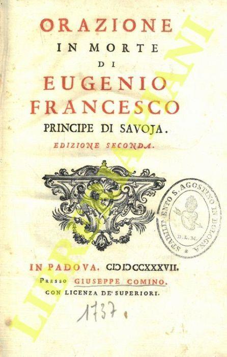 Orazione in morte di Eugenio Francesco principe di Savoja - copertina