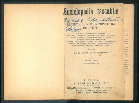 Enciclopedia tascabile. Repertorio di cognizioni utili per tutti - Ferruccio Rizzatti - copertina
