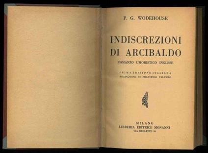 Indiscrezioni di Arcibaldo. Romanzo umoristico inglese - copertina