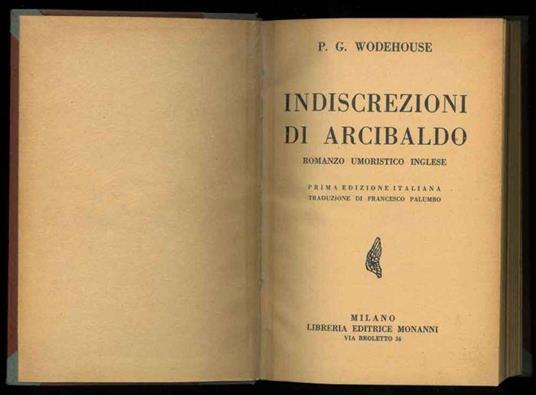 Indiscrezioni di Arcibaldo. Romanzo umoristico inglese - copertina